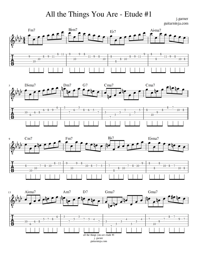All The Things You Are Jazz Guitar Etude 1 p1